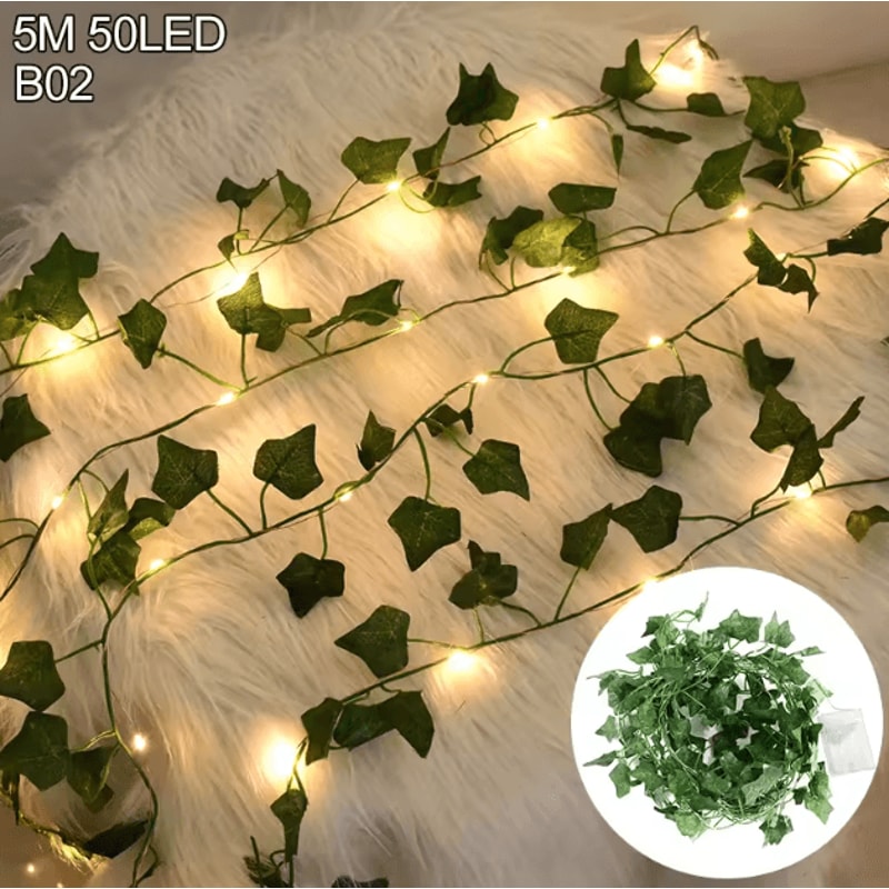LED Ivy Vine String Lights Glowing Artificial Garland Bedroom Decor 3