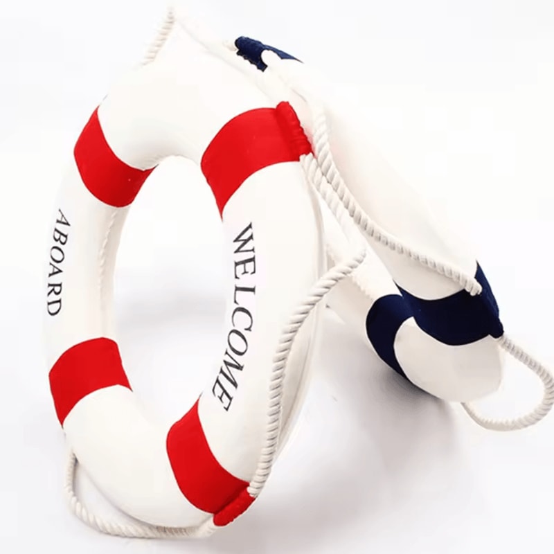 Nautical Welcome Life Buoy Wall Decor Coastal Beach House Hanging Ornament 1