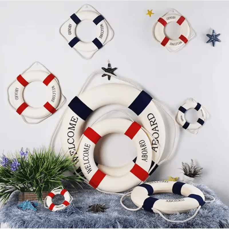 Nautical Welcome Life Buoy Wall Decor Coastal Beach House Hanging Ornament 2