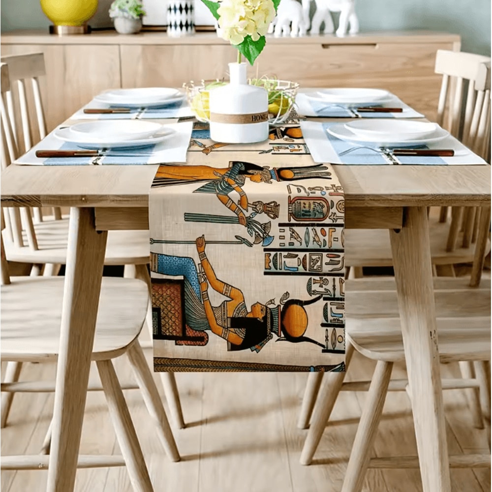 Egyptian Heritage Linen Table Runner Vintage Egyptian Table Runner For Farmhouse Dining Decor 2