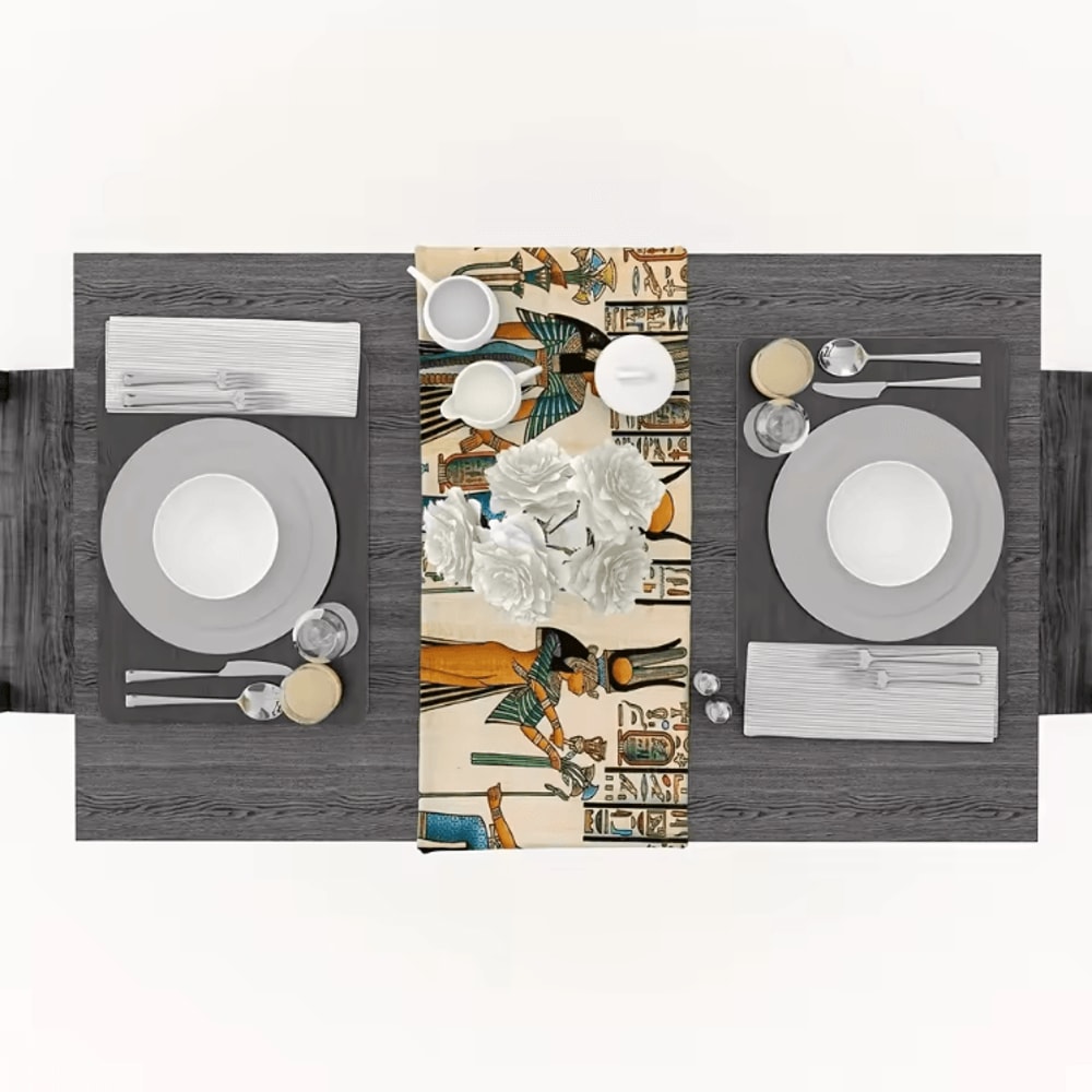 Egyptian Heritage Linen Table Runner Vintage Egyptian Table Runner For Farmhouse Dining Decor 3