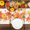 Autumn Harvest Pumpkin Linen Table Runner Festive Thanksgiving Table Runner With Maple Leaves Far 1