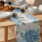 Blue Hydrangea Eucalyptus Linen Table Runner Elegant Hydrangea Table Runner For Farmhouse Wedding 0