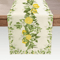 Fresh Lemon Blossom Linen Table Runner Bright Lemon Table Runner With Floral Leaves For Summer Far 0