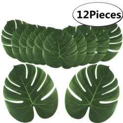tropical hawaiian palm leaves set – 12pcs artificial palm leaves for luau party & summer decor