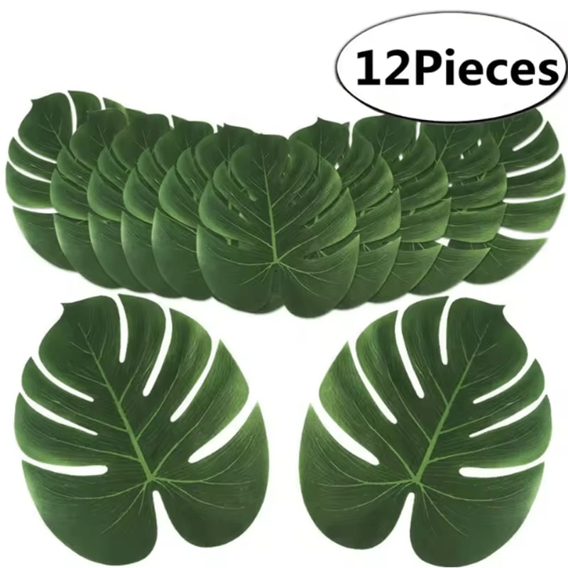 Tropical Hawaiian Palm Leaves Set 12PCS Artificial Palm Leaves For Luau Party Summer Decor 0