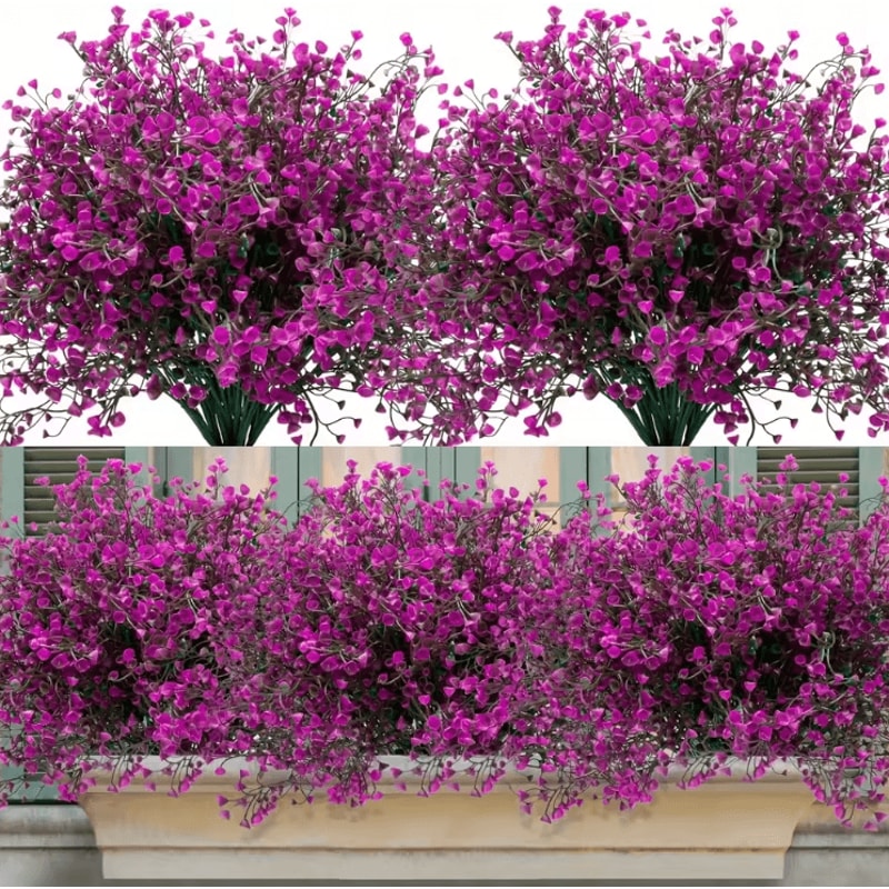 UVResistant Outdoor Artificial Flowers Set 12 Bundles Artificial Outdoor Flowers For Garden Windo 1