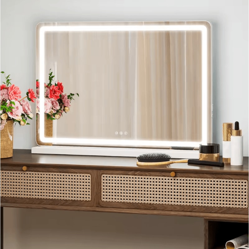 JHK LED Vanity Mirror With Lights Modern LED Vanity Mirror With Dimmable 3 Color Modes Memory Fun 0