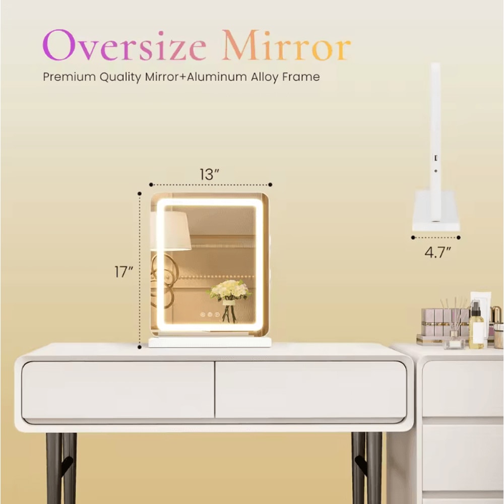 JHK LED Vanity Mirror With Lights Modern LED Vanity Mirror With Dimmable 3 Color Modes Memory Fun 3