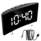 Curved LED Mirror Alarm Clock Modern LED Mirror Clock With Dimmable Display Smart Alarm Function 3