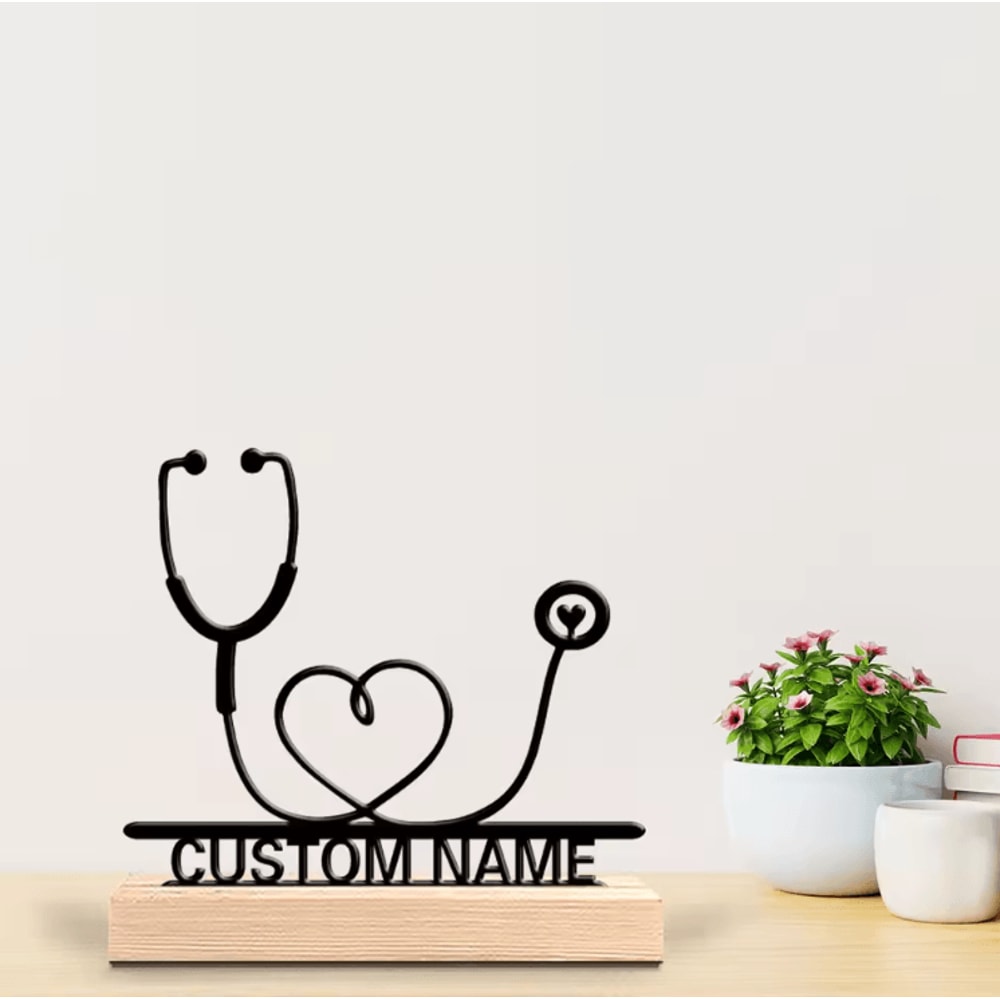 Personalized Stethoscope Metal Art Sculpture Unique Stethoscope Decor Statue For Doctors Medical 1