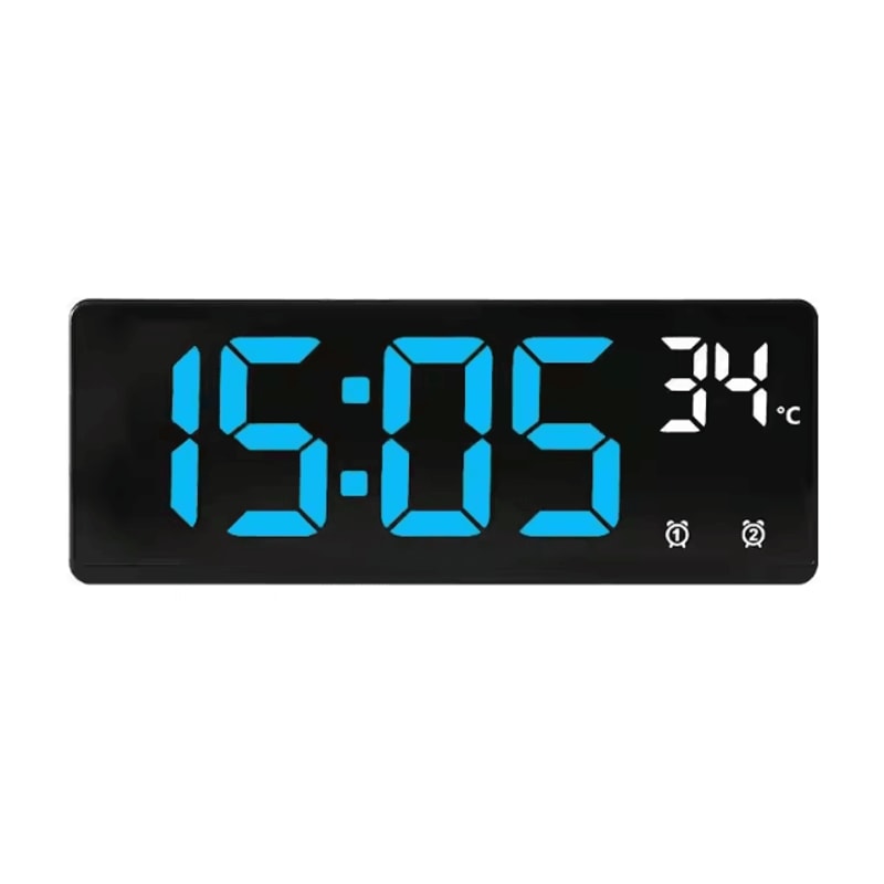 VoiceControl LED Digital Alarm Clock Smart LED Alarm Clock With Mirror Display Temperature Functi 1