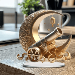 moon & lantern acrylic ramadan decor stand – elegant ramadan table decor for home, office & eid gifts