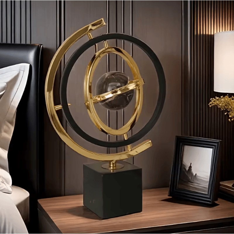 Modern Black Gold Metal Globe Sculpture Elegant Metal Globe Sculpture For Luxury Home Office Dec 1