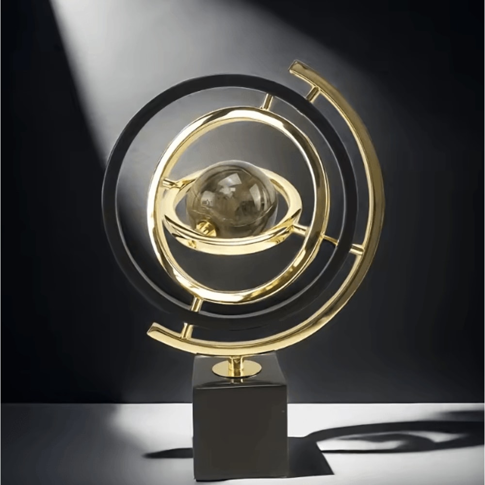 Modern Black Gold Metal Globe Sculpture Elegant Metal Globe Sculpture For Luxury Home Office Dec 2