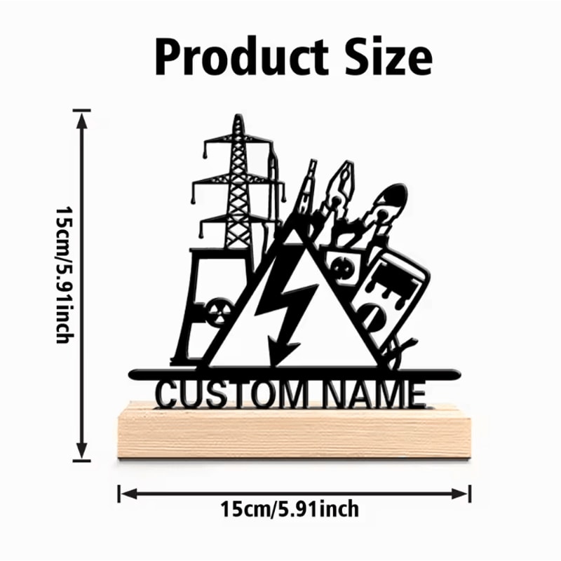 Personalized Electrical Engineer Metal Sculpture Custom Electrical Engineer Desk Decor With Wooden 2