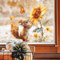 Rustic Watercolor Squirrel Sunflower Window Decal Charming Squirrel Window Decal For Cozy NatureIn 1