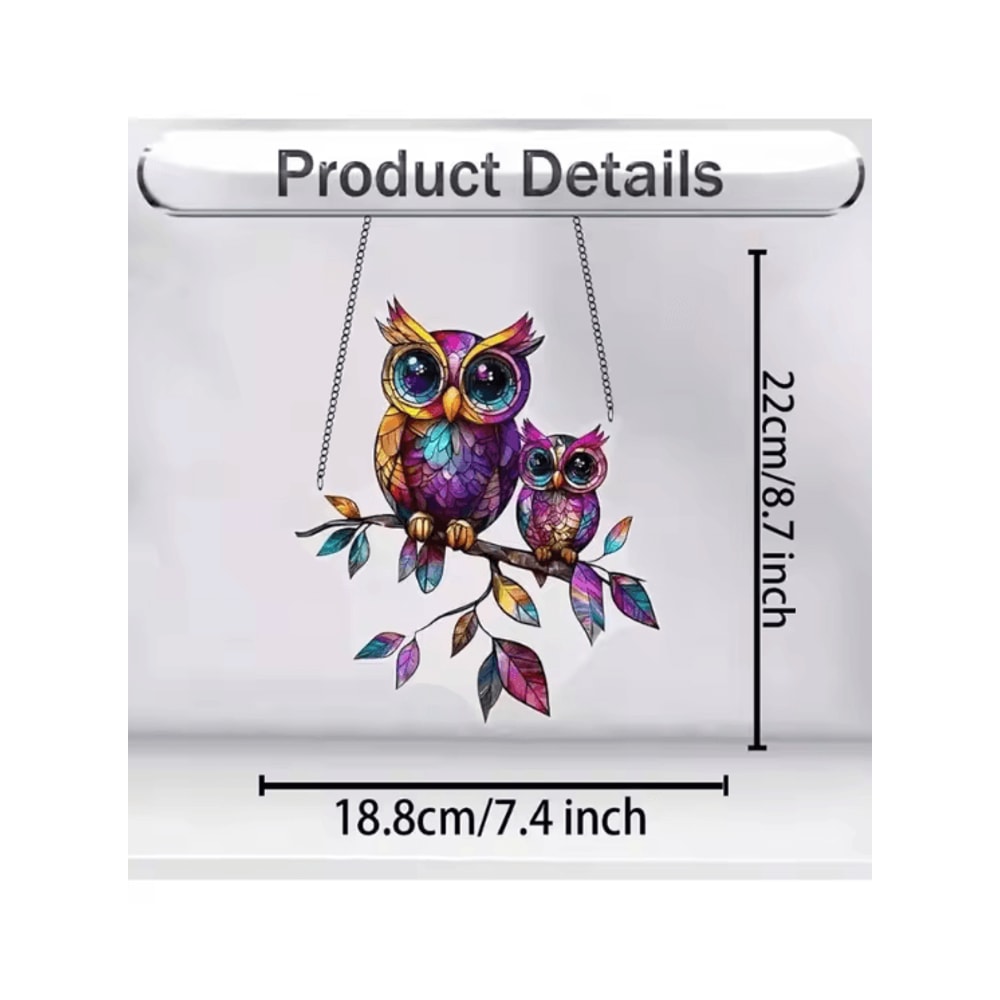 Colorful Owl Hanging Pendant Light Whimsical Indoor Outdoor Decorative Lamp 0