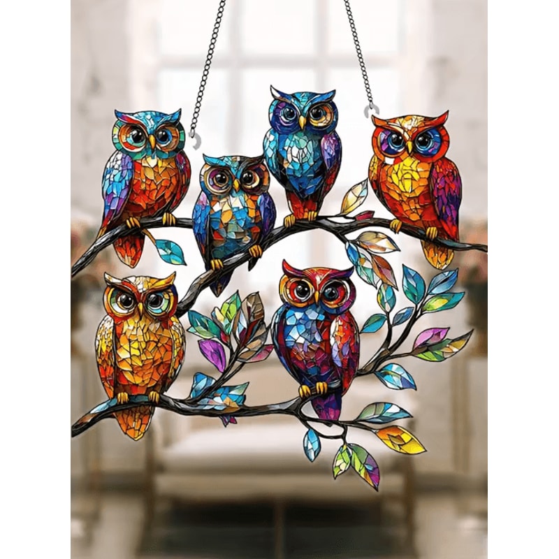 Colorful Owl Hanging Pendant Light Whimsical Indoor Outdoor Decorative Lamp 1