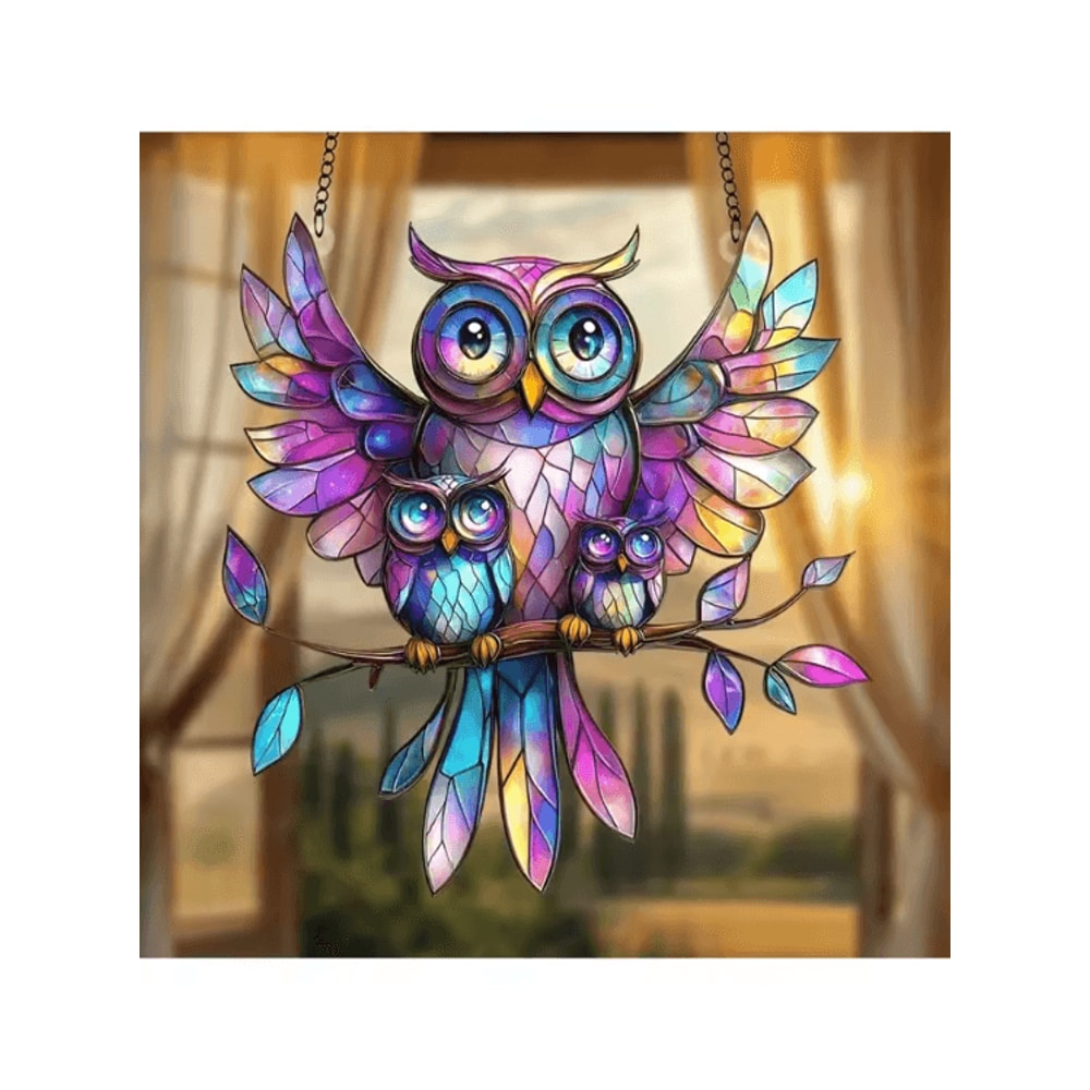 Colorful Owl Hanging Pendant Light Whimsical Indoor Outdoor Decorative Lamp 3
