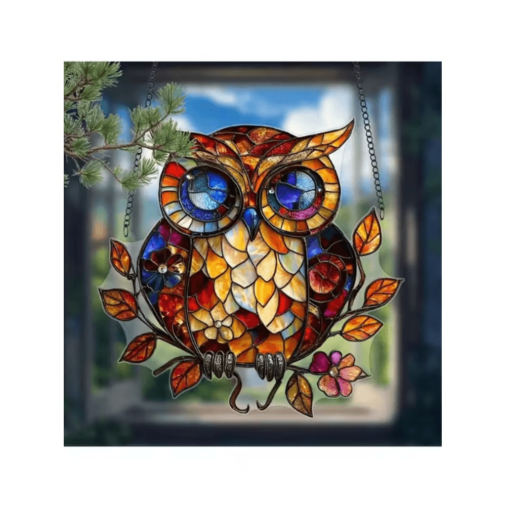 Colorful Owl Hanging Pendant Light Whimsical Indoor Outdoor Decorative Lamp 4