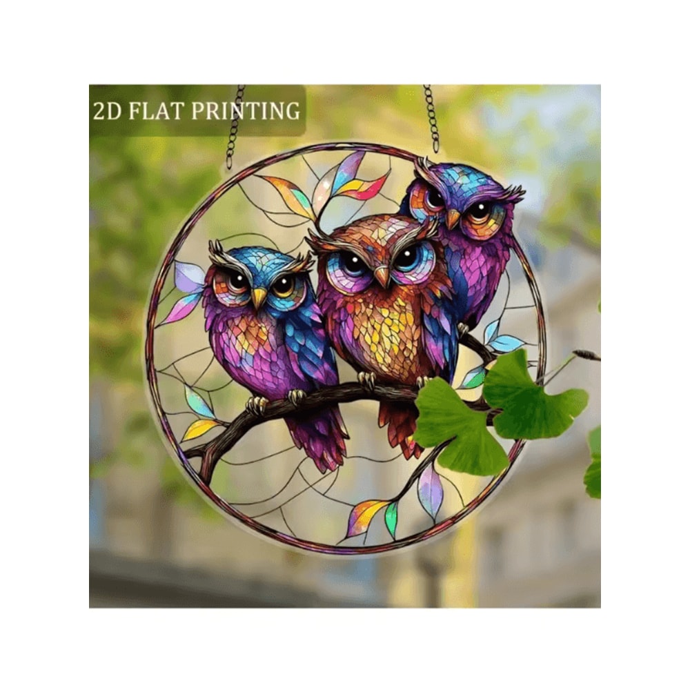 Colorful Owl Hanging Pendant Light Whimsical Indoor Outdoor Decorative Lamp 5