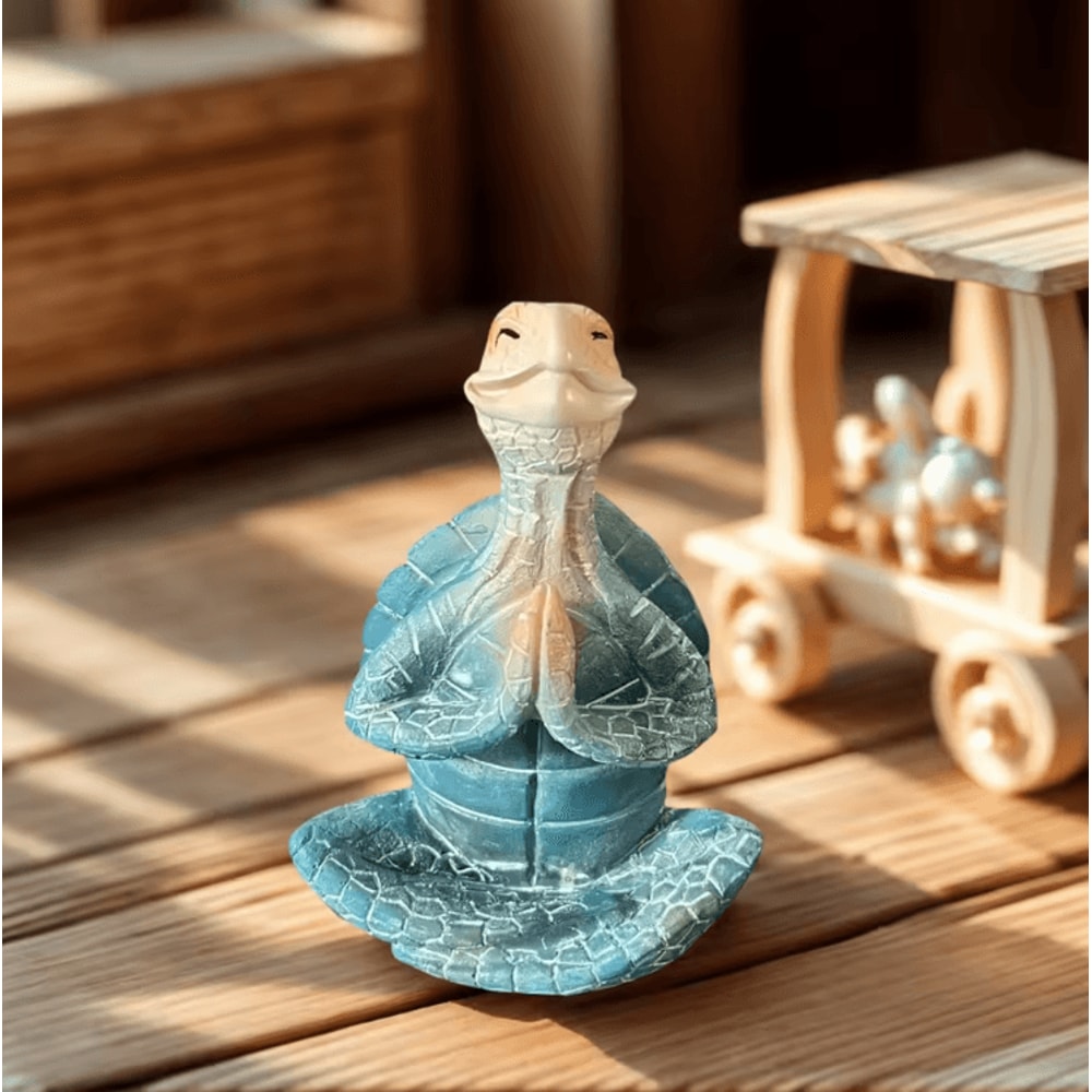 Zen Meditation Turtle Statue Peaceful Resin Garden Home Decor 1