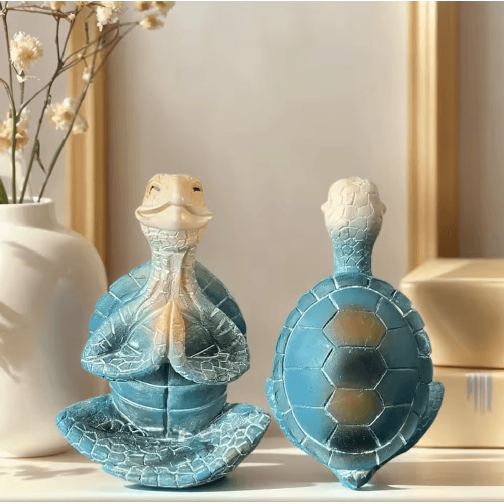 Zen Meditation Turtle Statue Peaceful Resin Garden Home Decor 3