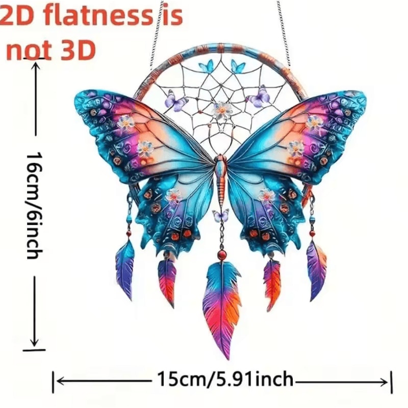 Shimmering Butterfly Feather Pendant Elegant Decorative Hanging Ornament 2