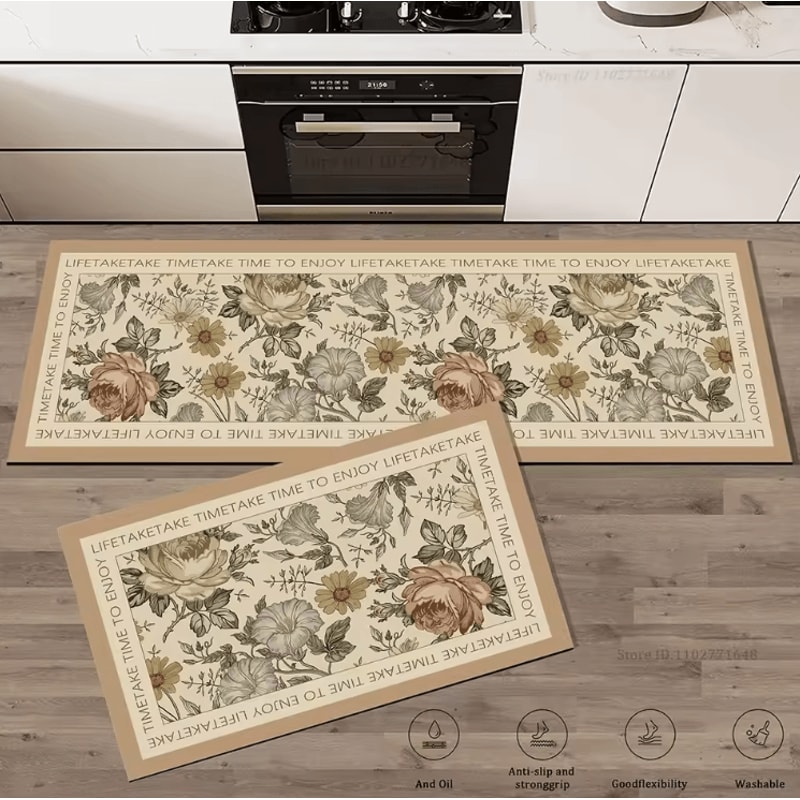 Floral AntiFatigue Kitchen Rug Extra Thick Absorbent NonSlip Floor Mat 2