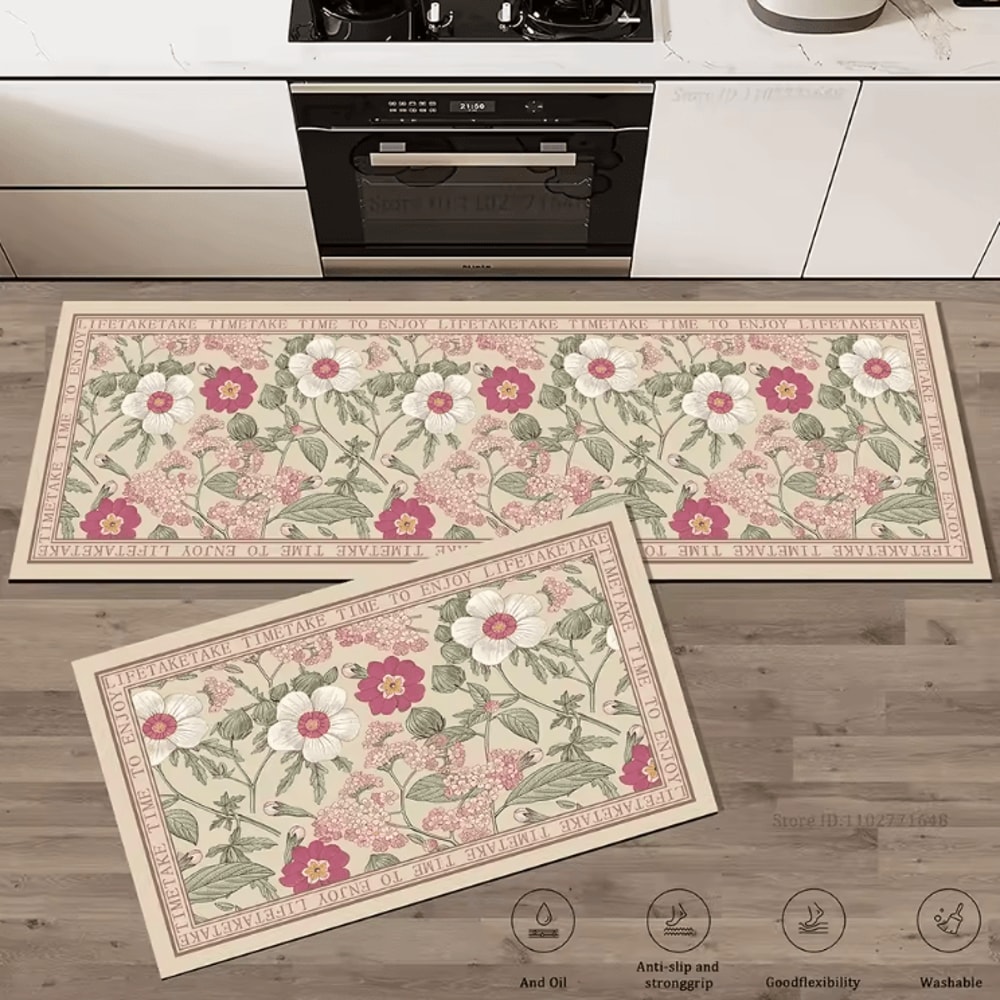 Floral AntiFatigue Kitchen Rug Extra Thick Absorbent NonSlip Floor Mat 3
