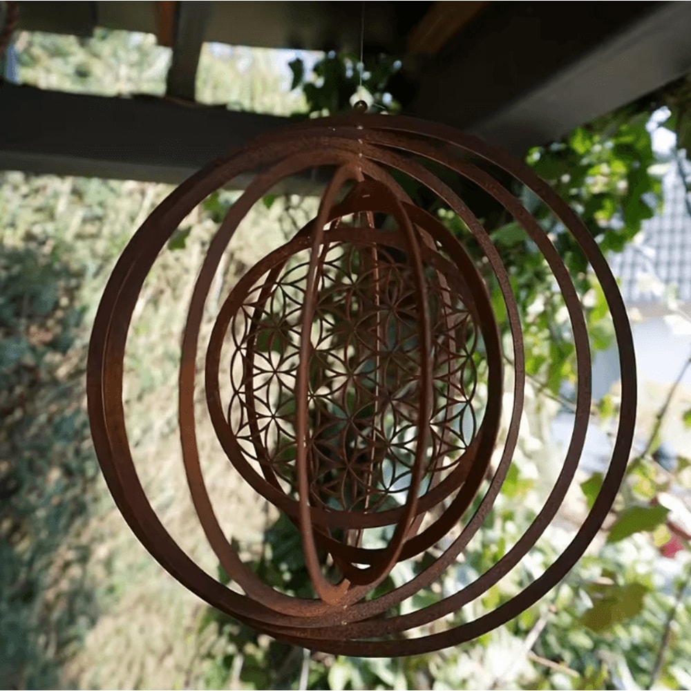 Rustic Metal Spiral Wind Spinner Vintage Hanging Weather Vane For Outdoor Decor 0