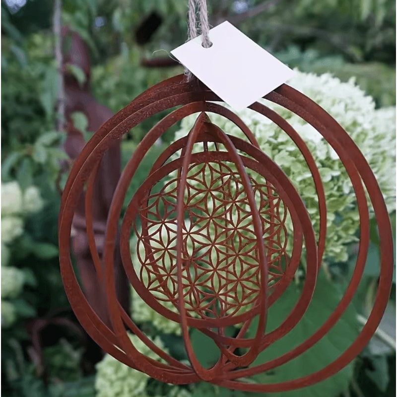 Rustic Metal Spiral Wind Spinner Vintage Hanging Weather Vane For Outdoor Decor 1