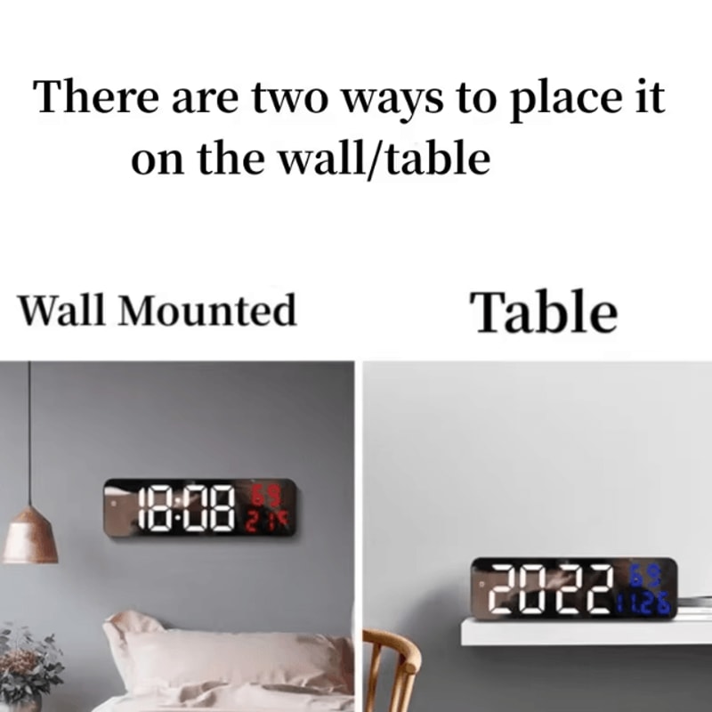 Large LED Digital Wall Clock USB Powered Display With Temperature Humidity Monitor 2