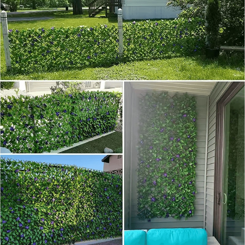Expandable Artificial Ivy Privacy Fence Stylish Green Wall Screen For Balcony Garden 1