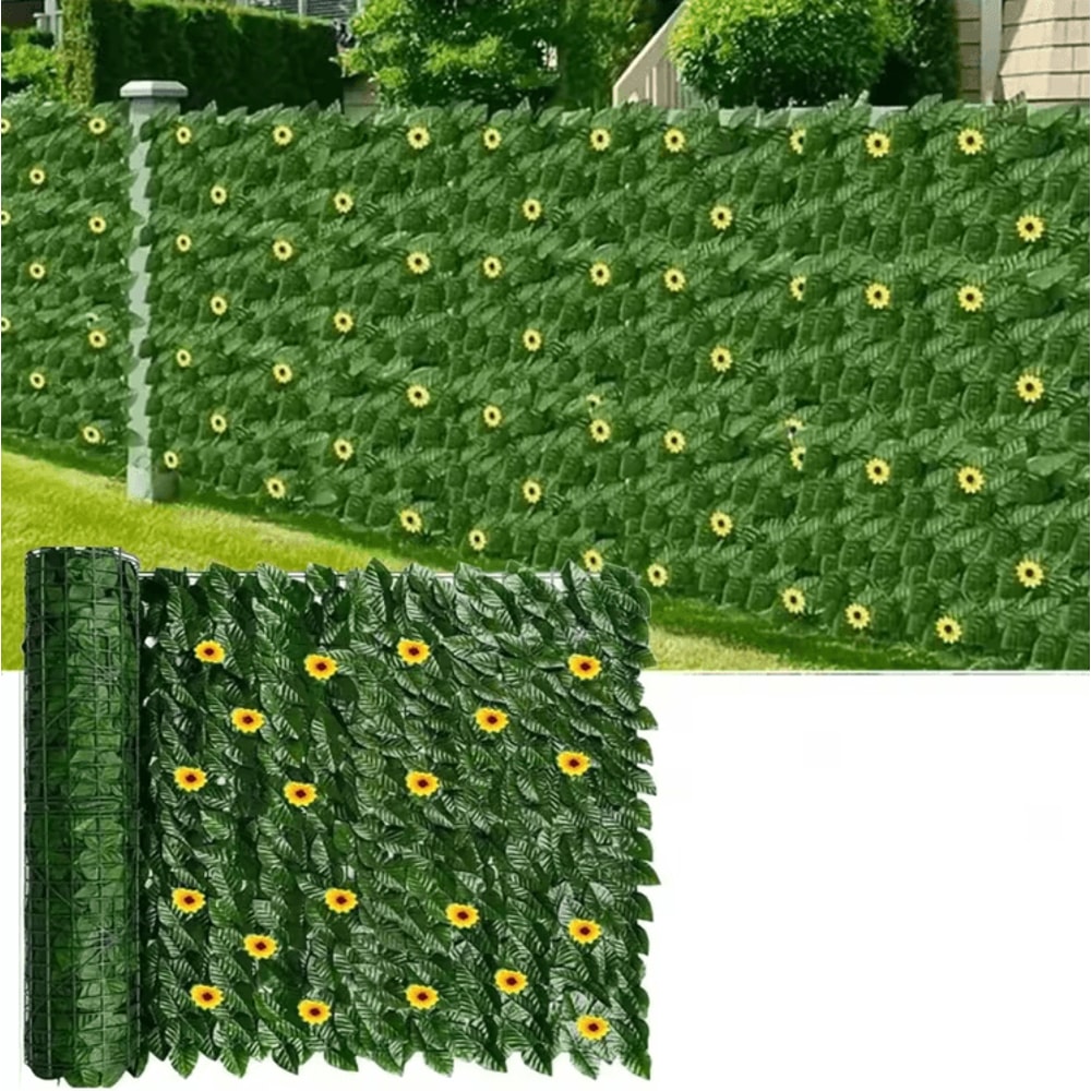 Sunflower Artificial Ivy Privacy Fence Expandable Green Wall Screen For Balcony Garden 1