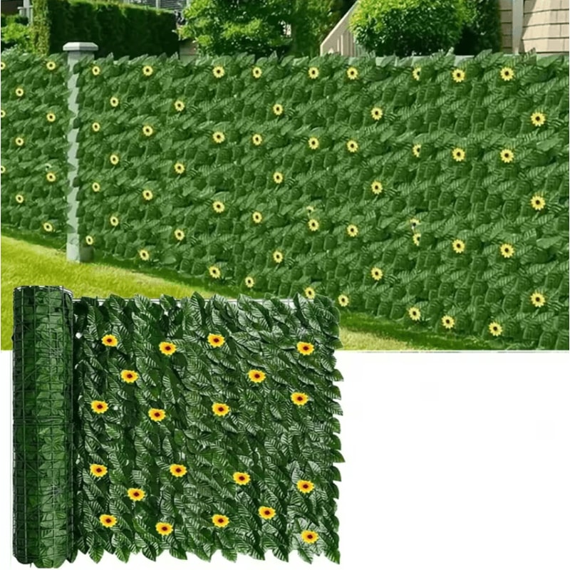 Sunflower Artificial Ivy Privacy Fence Expandable Green Wall Screen For Balcony Garden 1