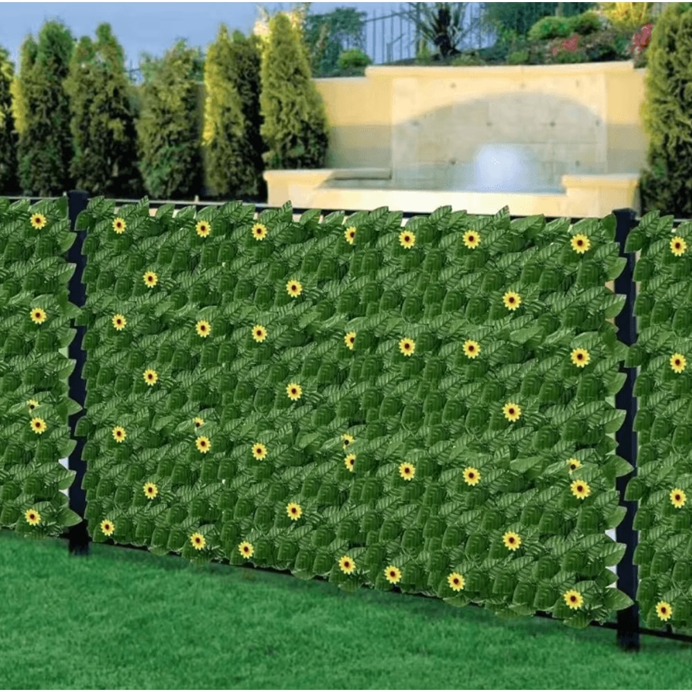 Sunflower Artificial Ivy Privacy Fence Expandable Green Wall Screen For Balcony Garden 2