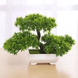 mini artificial bonsai plant – realistic green faux tree for home & office decor