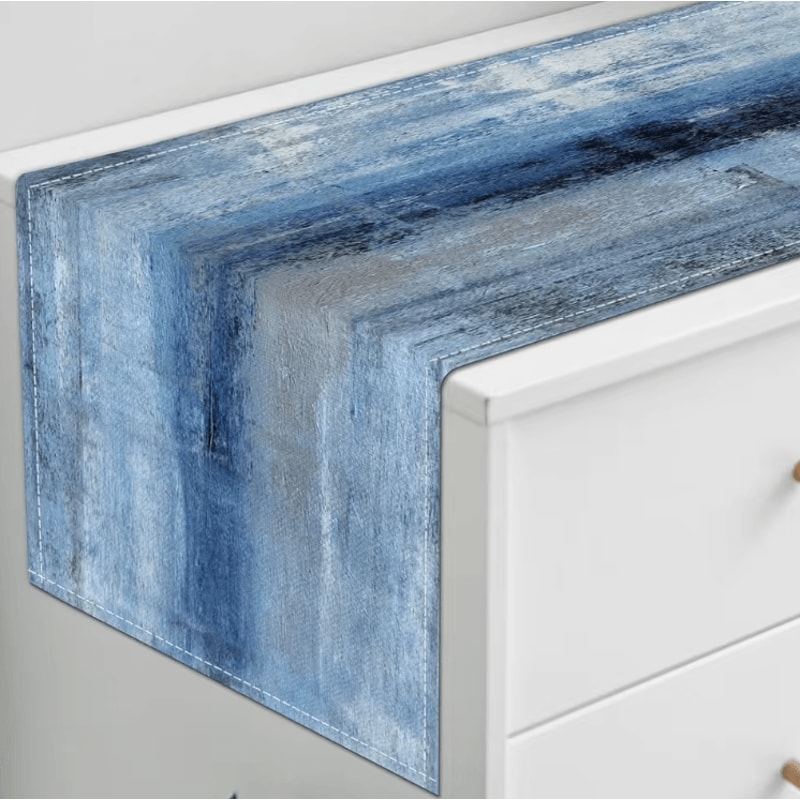 Modern TieDye Linen Table Runner Rustic Farmhouse Dining Coffee Table Decor 2