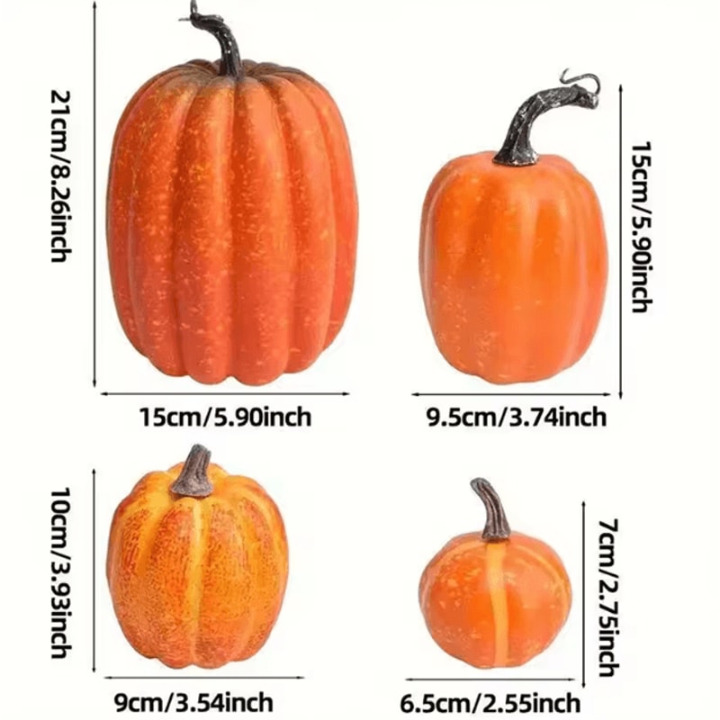 7PCS Artificial Pumpkin Decor Set Realistic Fall Harvest DIY Halloween Decorations 1