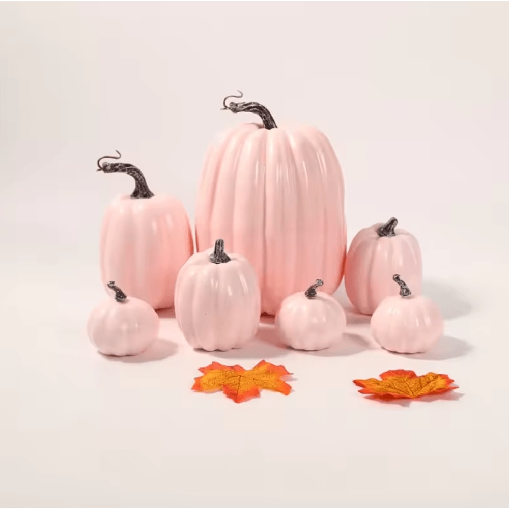 7PCS Artificial Pumpkin Decor Set Realistic Fall Harvest DIY Halloween Decorations 4