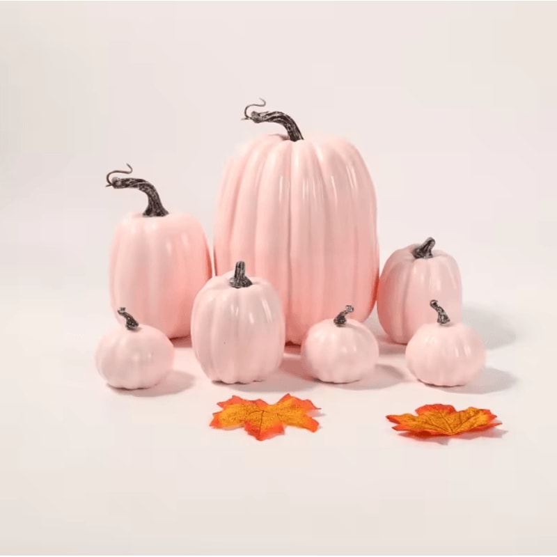 7PCS Artificial Pumpkin Decor Set Realistic Fall Harvest DIY Halloween Decorations 4
