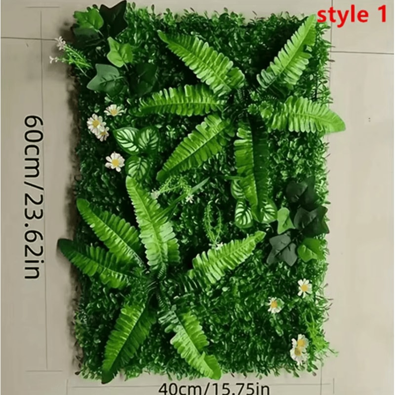 Luxury Artificial Grass Wall Panel With Flowers Greenery Privacy Hedge Screen Decor 1