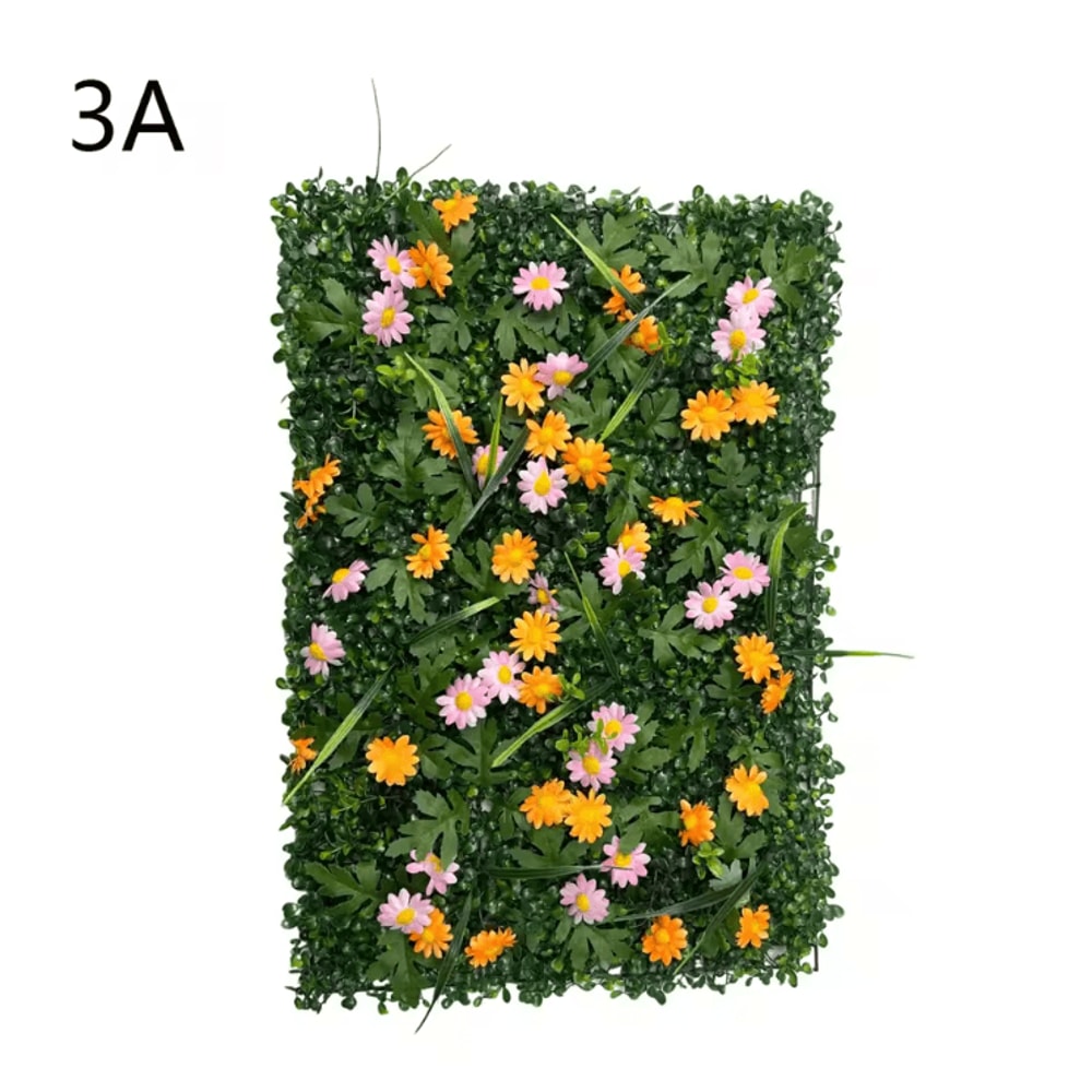 Luxury Artificial Grass Wall Panel With Flowers Greenery Privacy Hedge Screen Decor 5