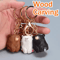 Cute HandCarved Wooden Bear Keychain Cartoon Animal Bag Charm Couple Pendant 0