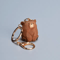 Cute HandCarved Wooden Bear Keychain Cartoon Animal Bag Charm Couple Pendant 3