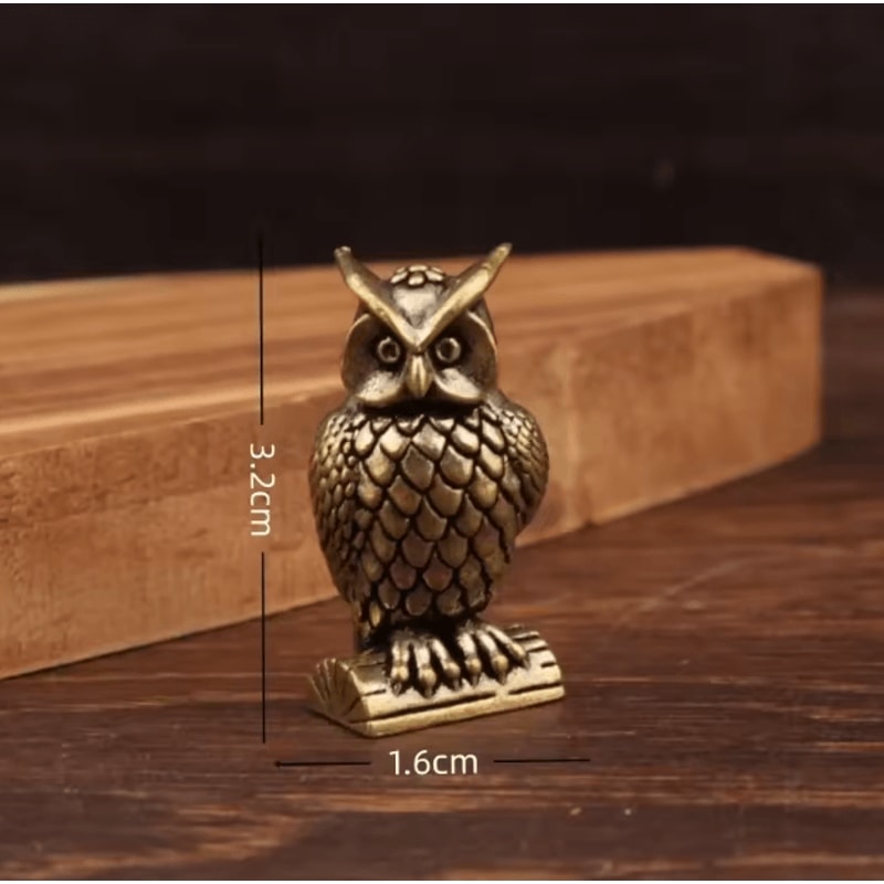 Handcrafted Brass Owl Figurine Boho Mini Desk Decor Unique Gift Accent 2