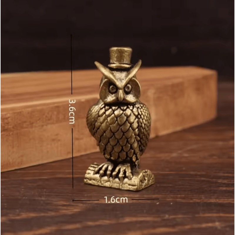 Handcrafted Brass Owl Figurine Boho Mini Desk Decor Unique Gift Accent 3