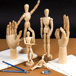 artistic wooden drawing mannequin – poseable figure model for sketching & decor
